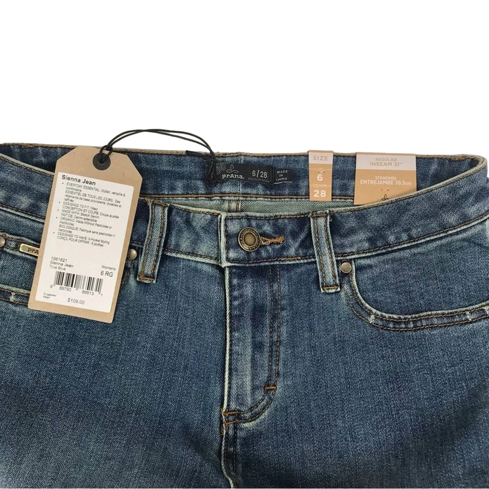 PRANA Mid Rise Jean Women 28 Blue Skinny Organic Travel Everyday Work Comfy NWT - Image 14