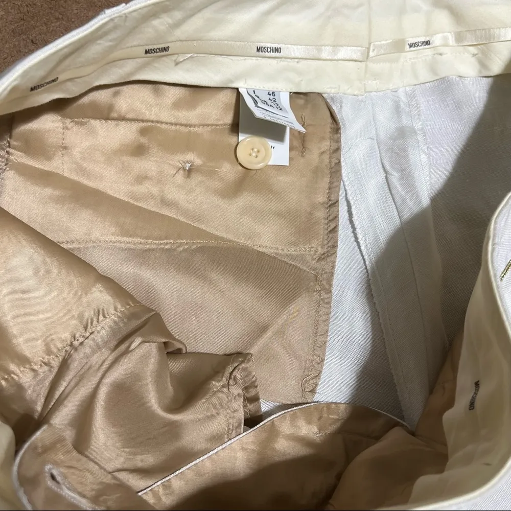 MOSCHINO White Linen Blend Trouser, Size 12 - Image 10
