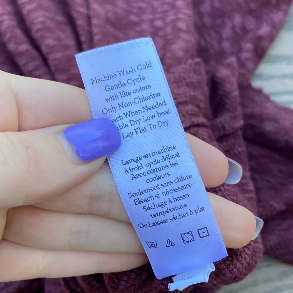 Anthropologie Left of Center Slub Knit purple maroon sweater long sleeve boho - Image 6