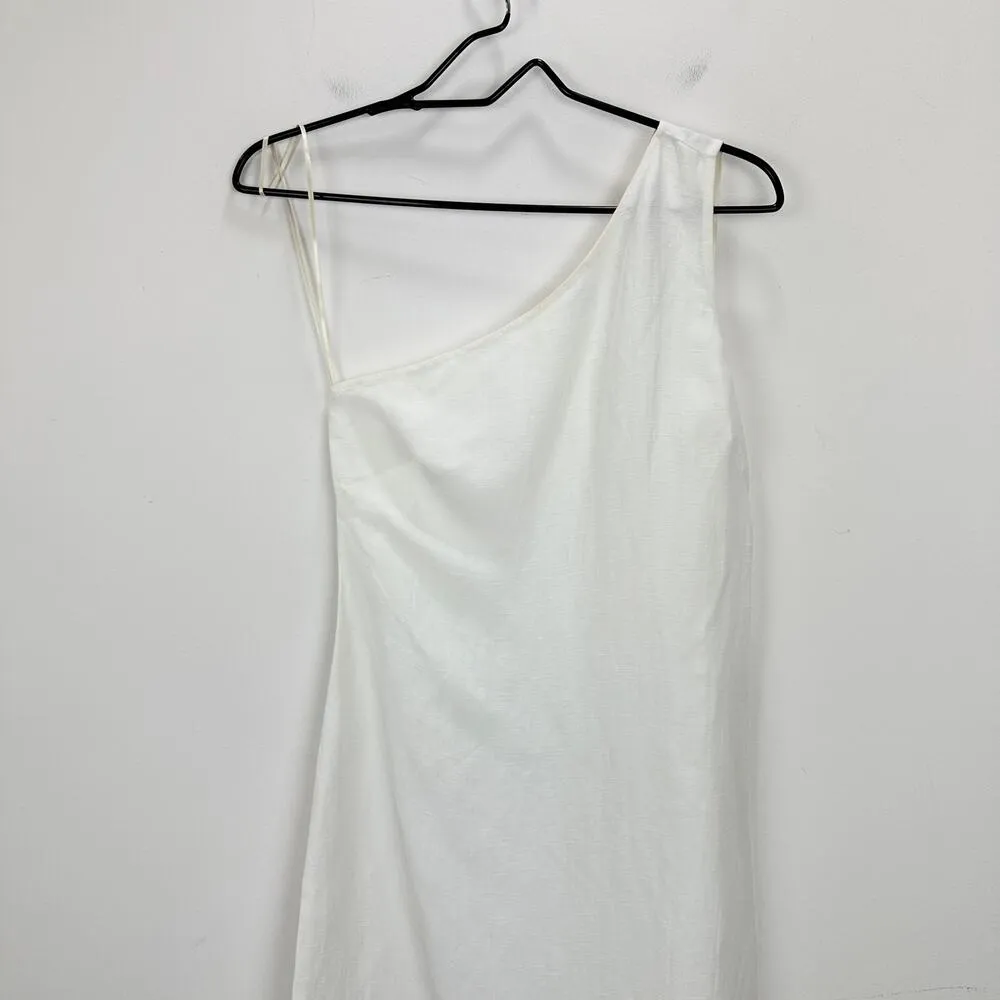 Madewell One Shoulder Midi Dress Linen Blend Lighthouse Minimalist US 4 NWT - Image 6