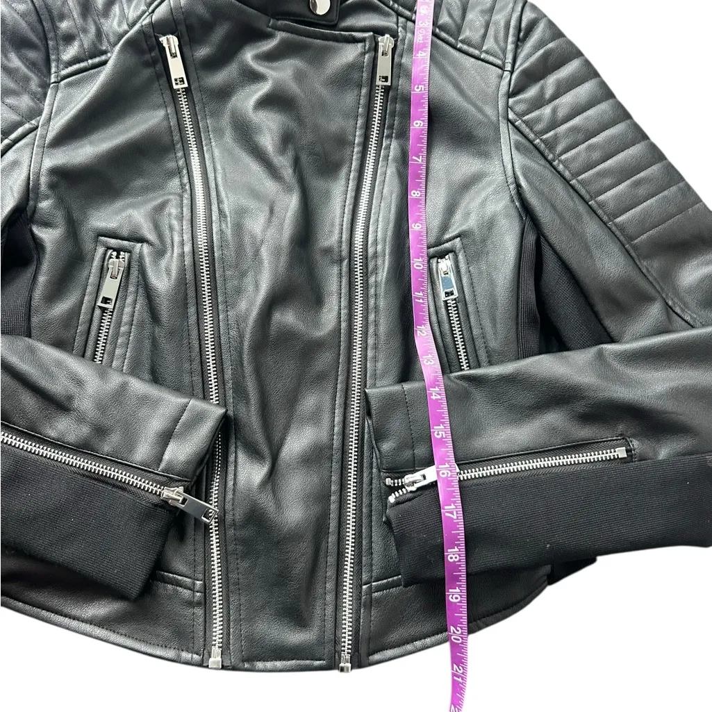 Zara Black Leather Biker Jacket - Image 3