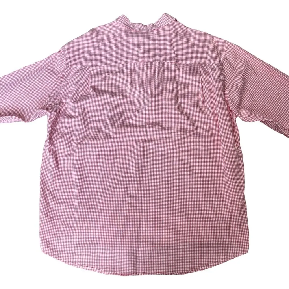 Eddie Bauer Checkered Pink/White Button Up Long Sleeve Women's Large - Image 3