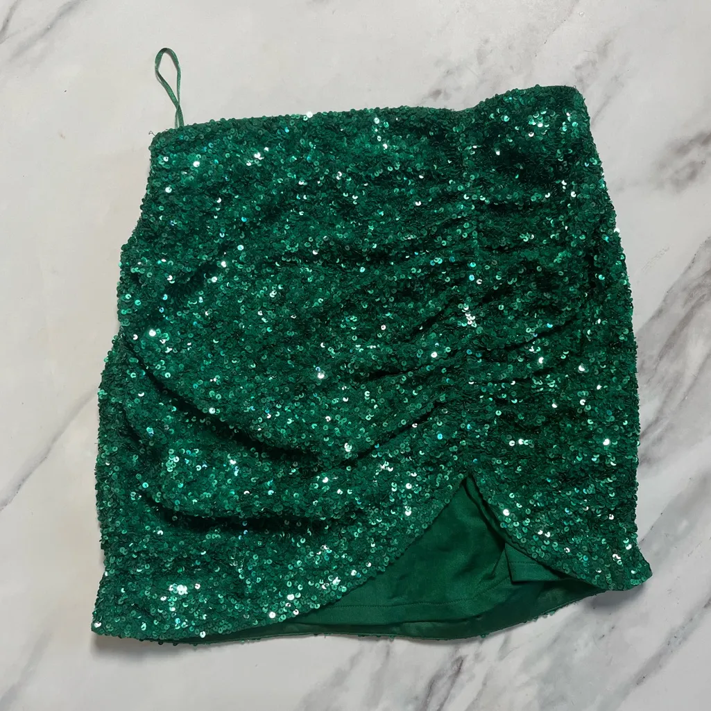 Retrofete Celestia Sequin‎ Skirt Emerald Green Size S - Image 2