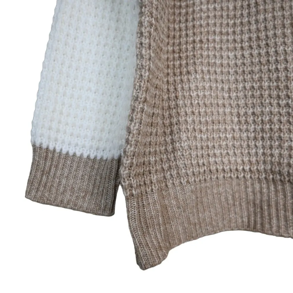 T Tahari Womens 2X Checker Board Pullover Sweater in Camel and Ivory NEW - Image 6