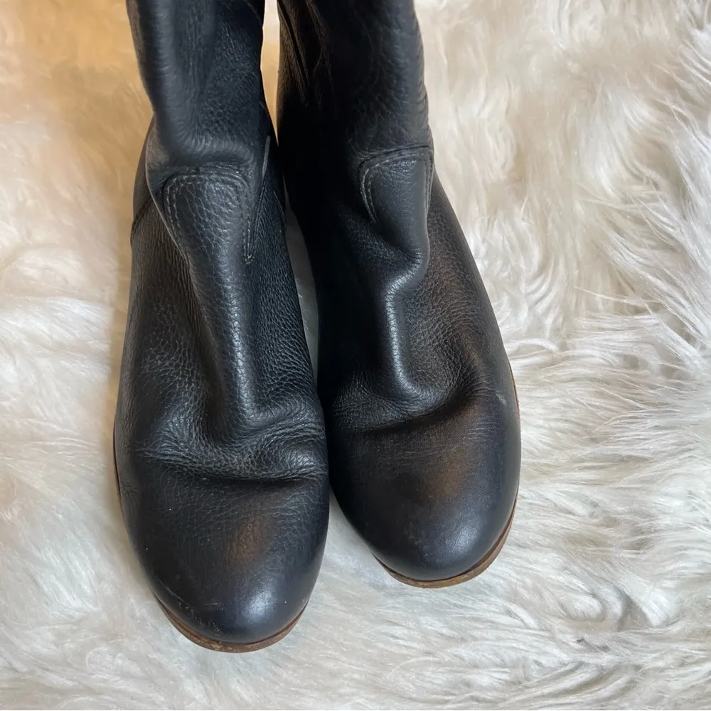 Vintage leather Tall Boots Woman’s Size 10 Black Textured - Image 5