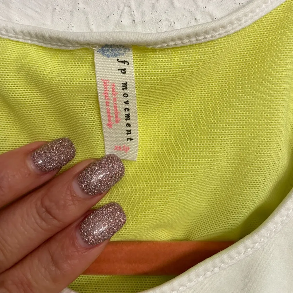 NWT Free People FP Movement Rise To Run Cami White Yellow XS - Image 4