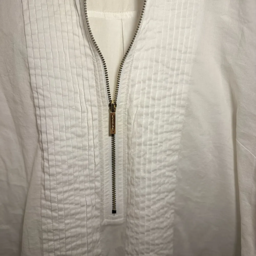 MICHAEL KORS WHITE ZIP COLLARED SHIRT - Image 5