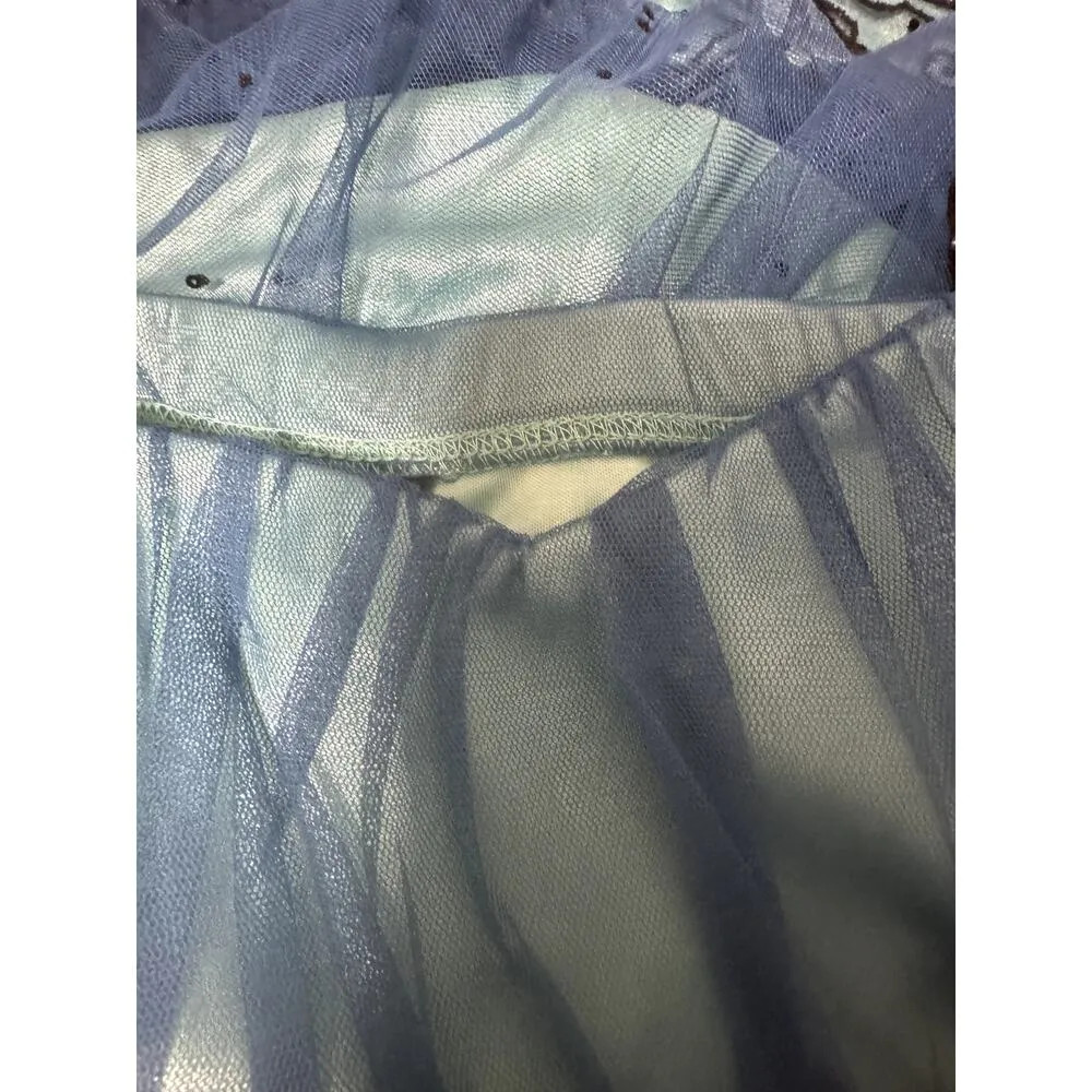 Teeze Me Vintage Y2K Strapless Mini Dress Size Large Fairy Whimsical Blue - Image 8