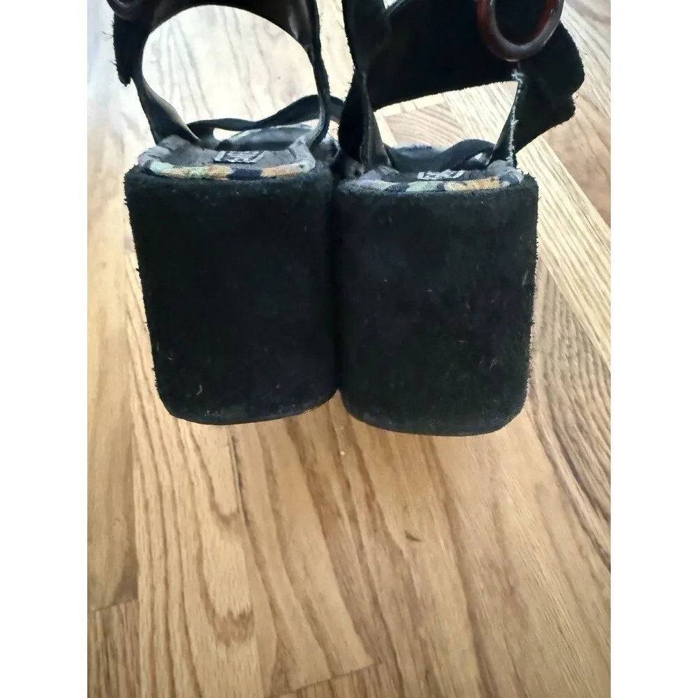 Vtg Y2K Skechers Black Chunky Platform Embroidered Floral Sandals Size 90s Sz 8 - Image 4