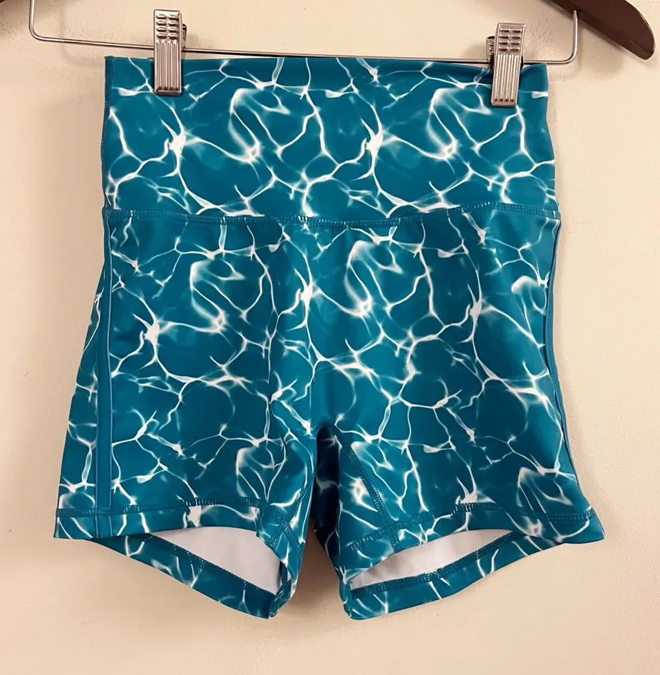 Buffbunny Citrus Shorts in Reflection Print Teal Size Small High Rise Athletic - Image 1