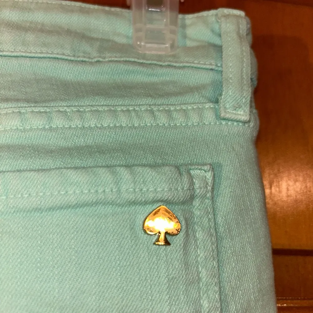 Kate Spade Play Hooky Broome Street Mint Green Stretch Denim Capri Size 28 - Image 5