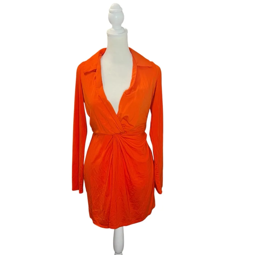Reformation Kyler Mini Dress Orange Flame Size Small - Image 3