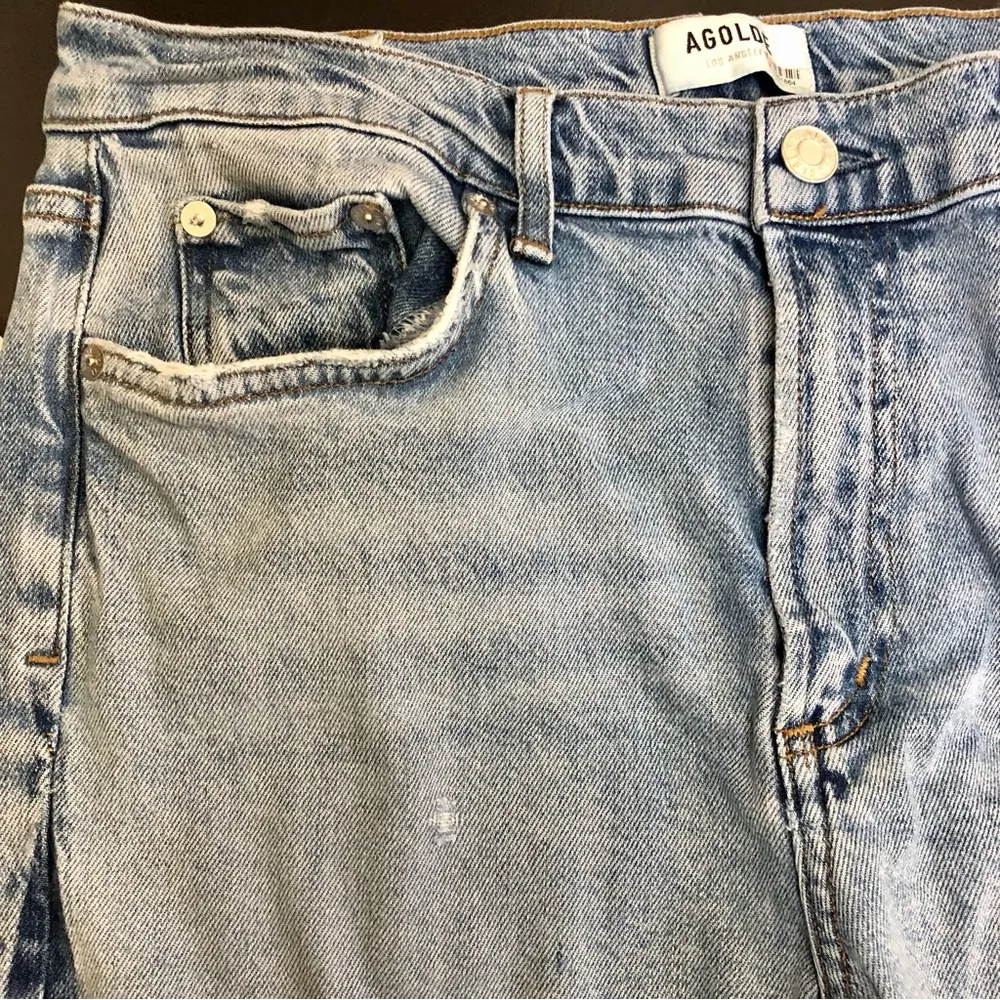 AGOLDE Swerve Toni Mid Rise Light Wash Blue Jeans Side Stripe Premium Denim 31 - Image 9