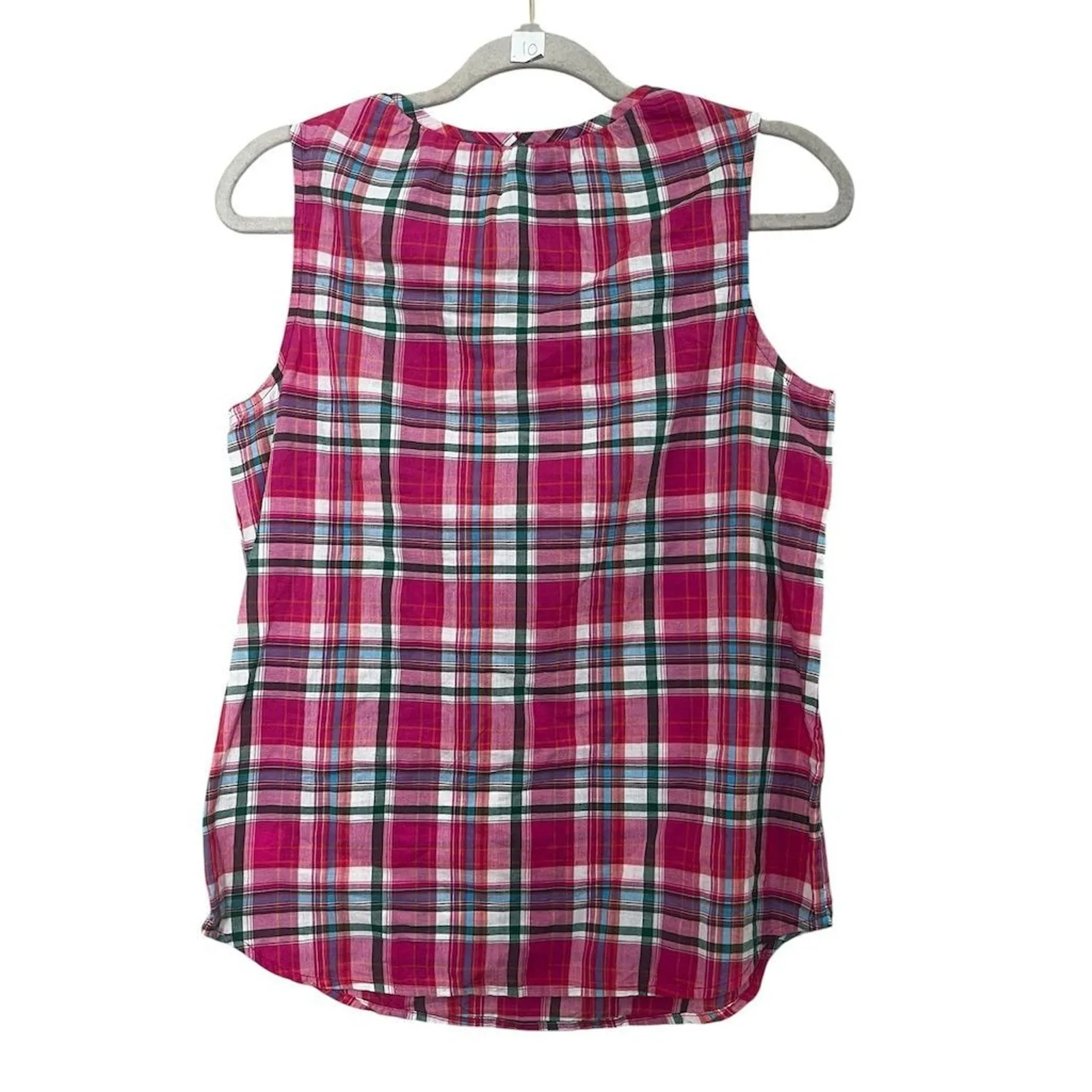 Lands' End Women's Pink Plaid Sleeveless V-Neck Tank Top Size 2 - Image 4