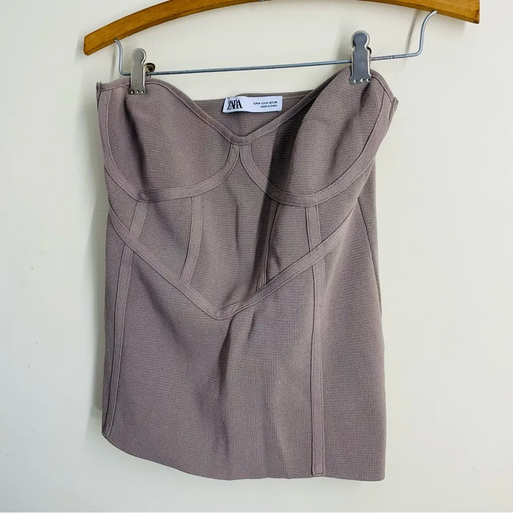 Strapless Knit Corset Bustier Top Brown size M - Image 8