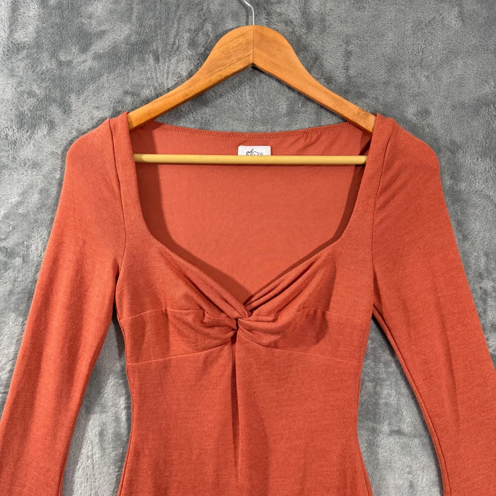 Oh Polly "Wildest Dreams" Mini Dress in Rust Orange, Long Sleeve Mini Dress US 4 - Image 3