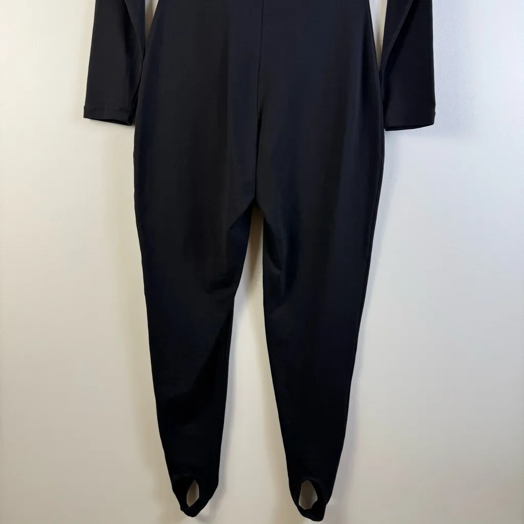 Vintage BONNIE AUGUST Black Catsuit Jumpsuit Size L Back Zip Stirrup Size L - Image 8