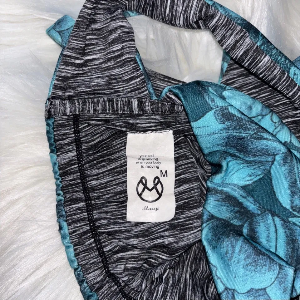 Maaji Womens Turquoise Floral Print Bikini Top Size Medium - Image 3