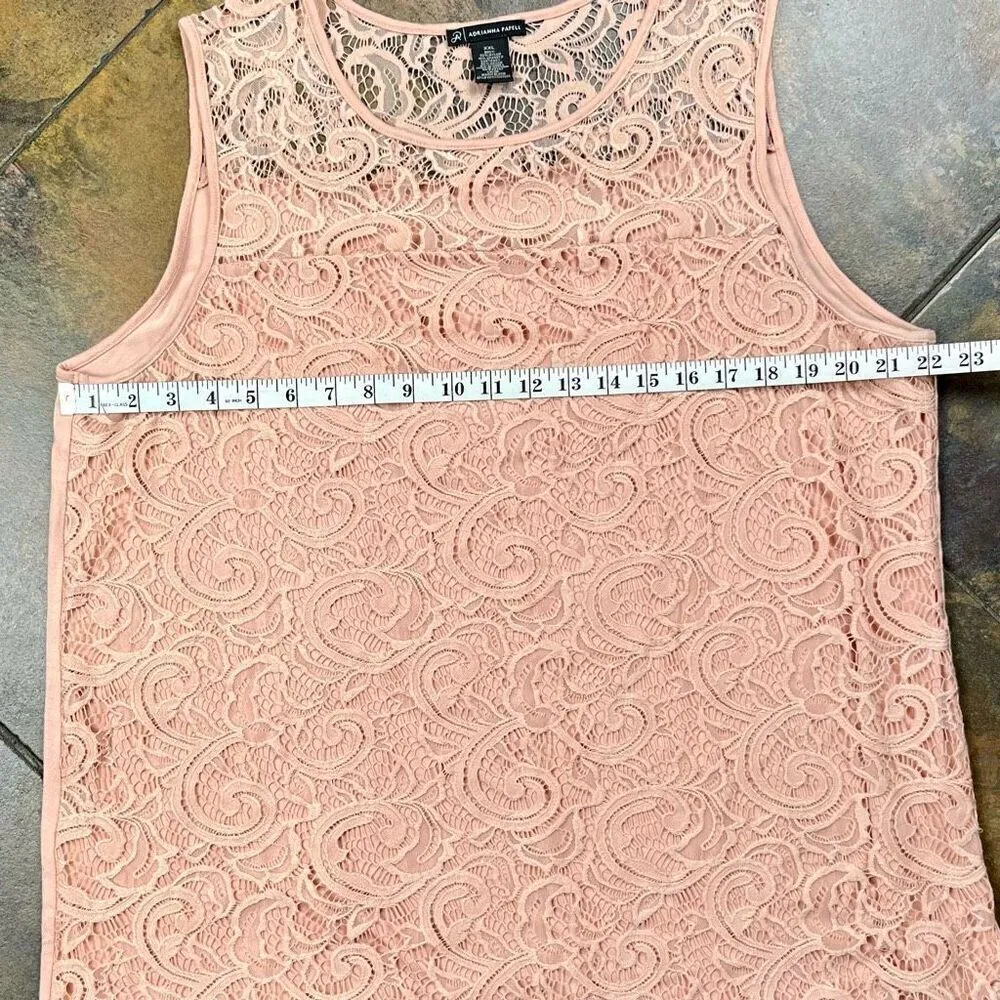 Adrianna Papell Women’s Pink Lace Overlay Career Tank Top XXL - Image 5