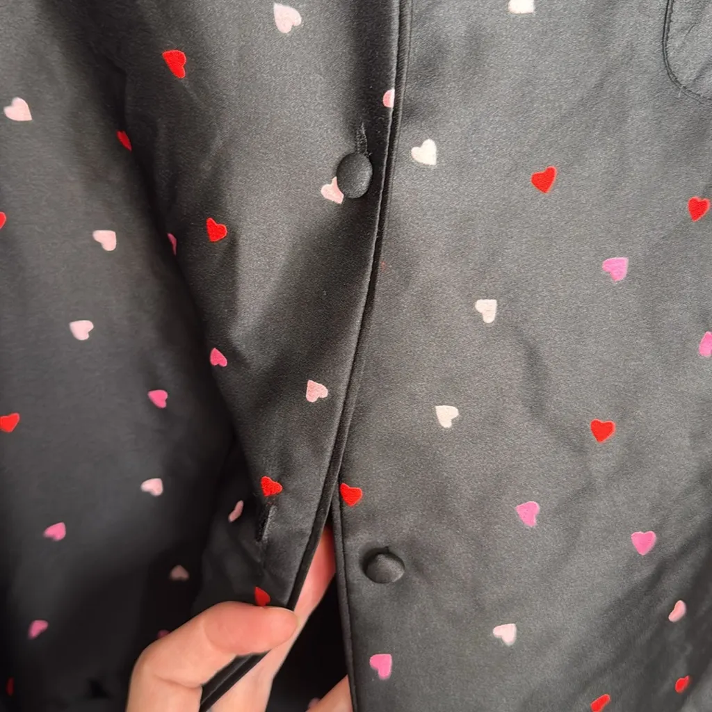 Kate Spade Short Sleeve Black Pajama Shirt with Red‎ and Pink Heart Pattern - Image 4
