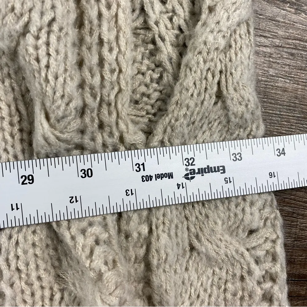 Aerie Sweater Women OS Ivory Open Front Cardigan Cable Knit Sleevesless Mohair - Image 8