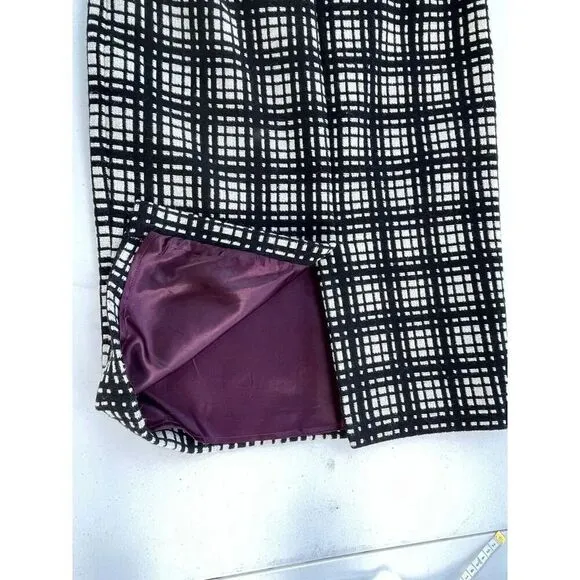 SK1 Plaid Caged Print‎ Tweed Wool Blend Pencil Skirt Size 4 Sm - Image 6