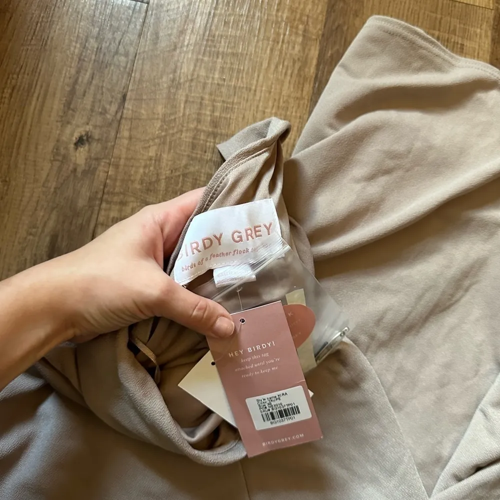 BIRDY GREY Kira Crepe Dress In Taupe - Image 5