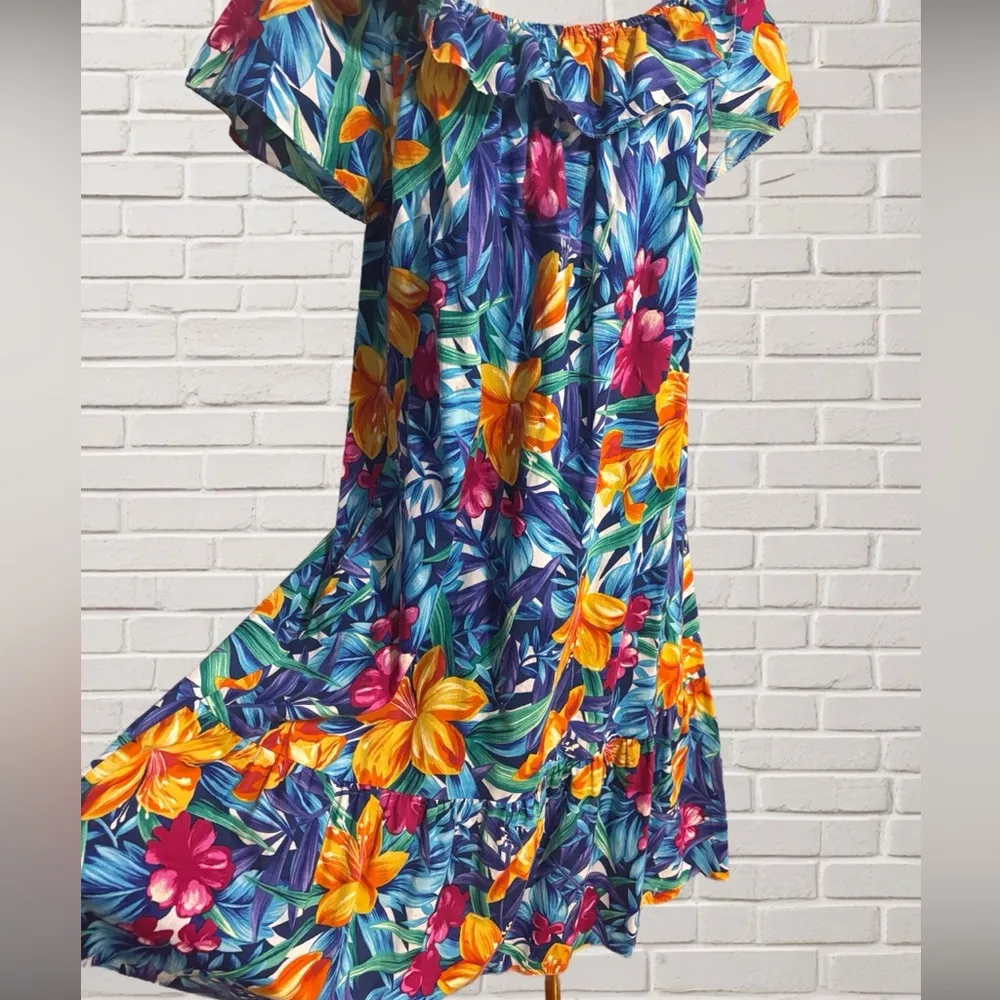 Hilo Hattie Hawaiian Floral Dress Size L – 100% Cotton Orange Size L - Image 3