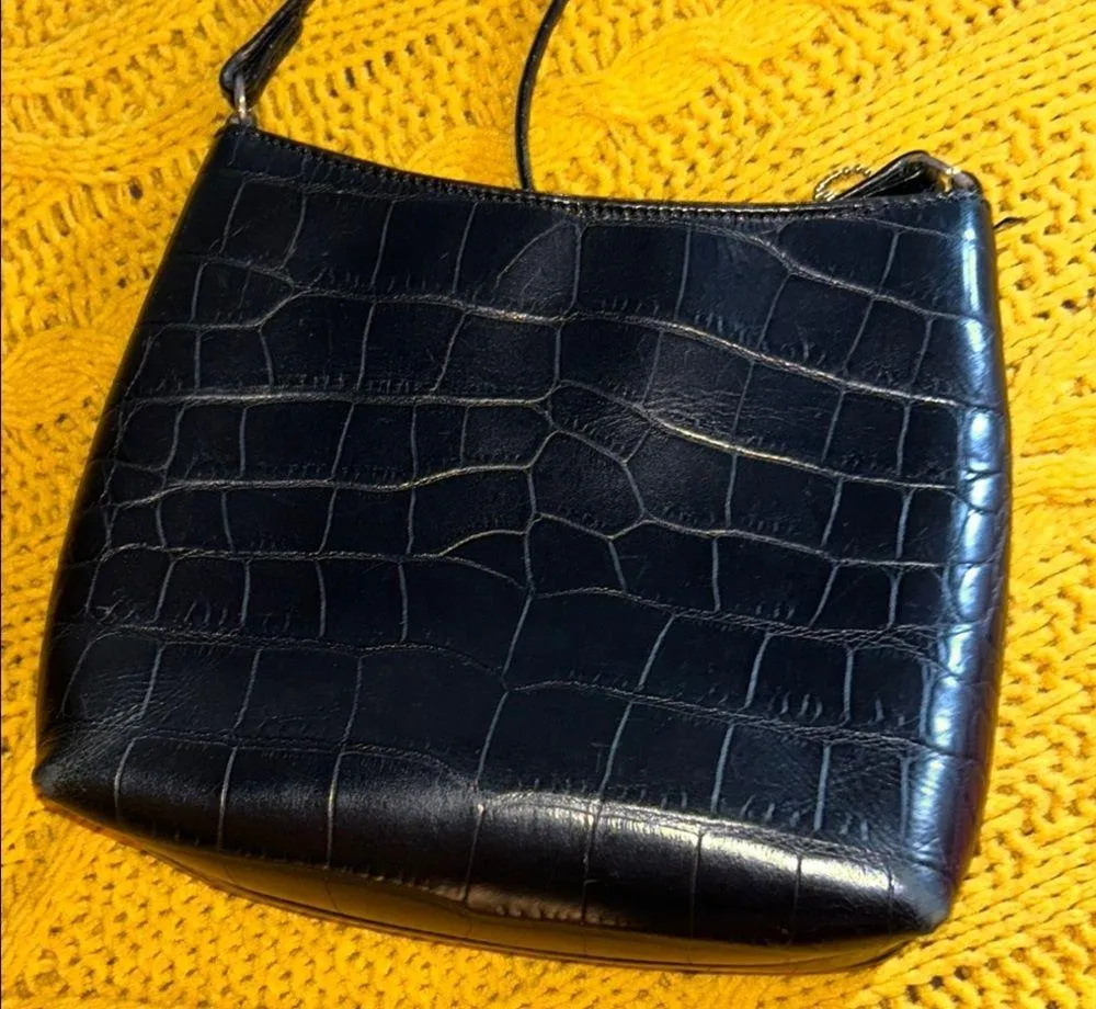 Vintage Talbots Black Croc-Embossed Shoulder Bag - Image 5