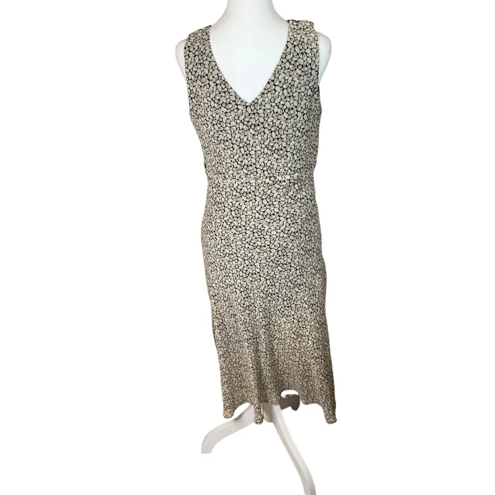 Dress Barn Y2K Tan Black Long Sleeveless Dress Lace Detail Size 8 Whimsy Fairy - Image 4