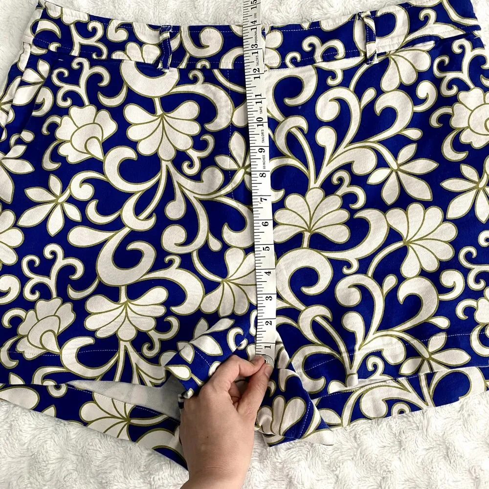 Boden Blue White Floral Carrie High Waisted 4" Inseam Preppy Shorts 14 - Image 7