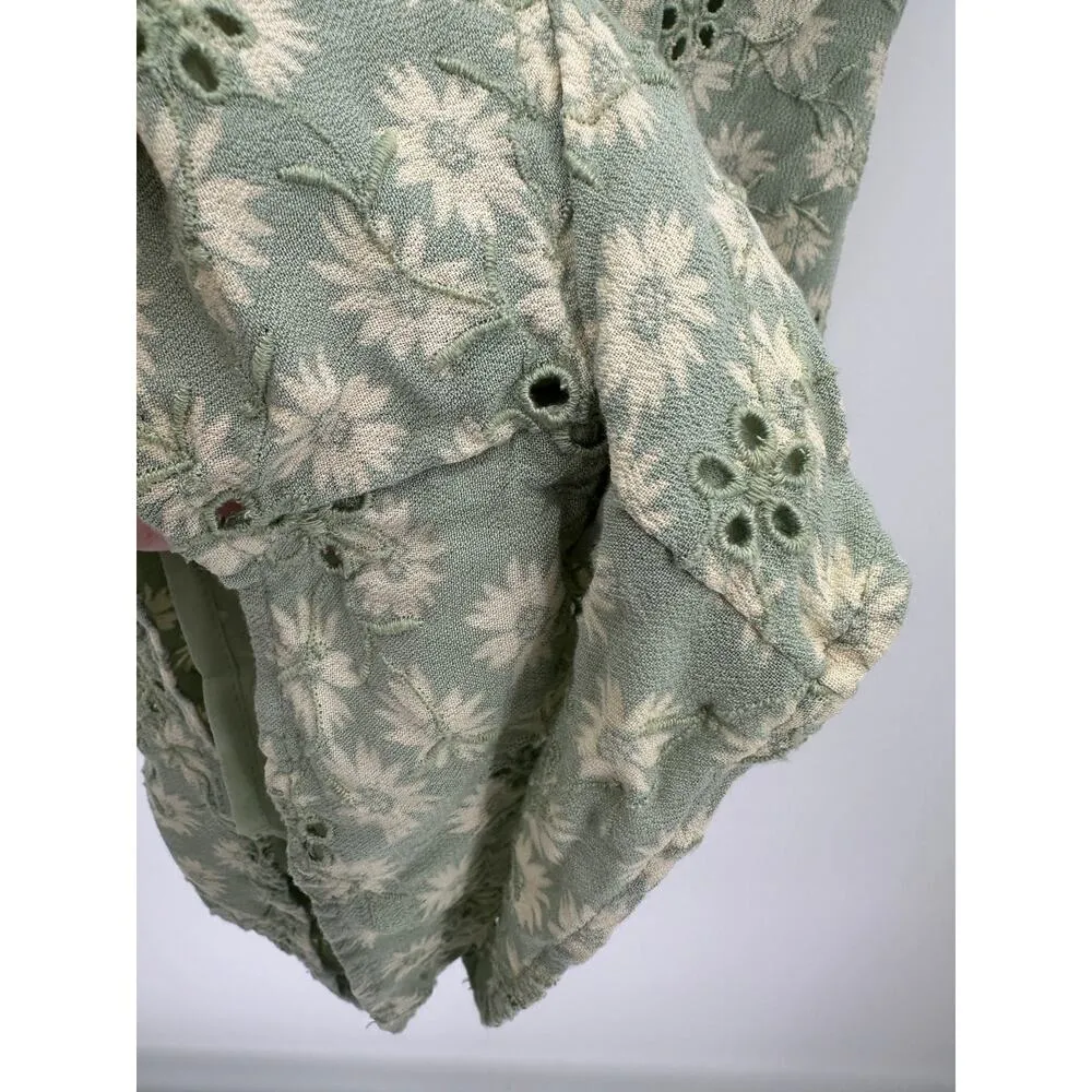 American Eagle AEO Green Cream Floral Print Romper Women's Size X-Small XS - Image 6