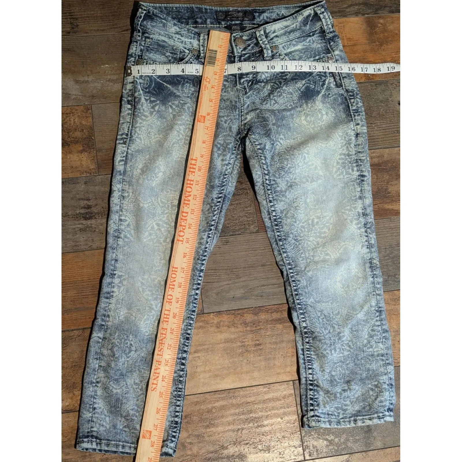 Silver Jeans Co. Aiko Capri W26 Light Wash Patterned Denim Blue Size 26 - Image 5