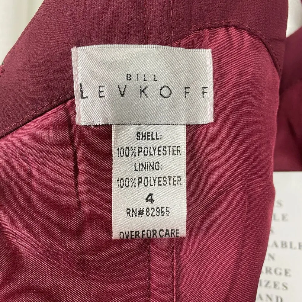 Bill Levkoff Burgundy Wine Cap Sleeve Long Dress Sz.4 NWT - Image 7