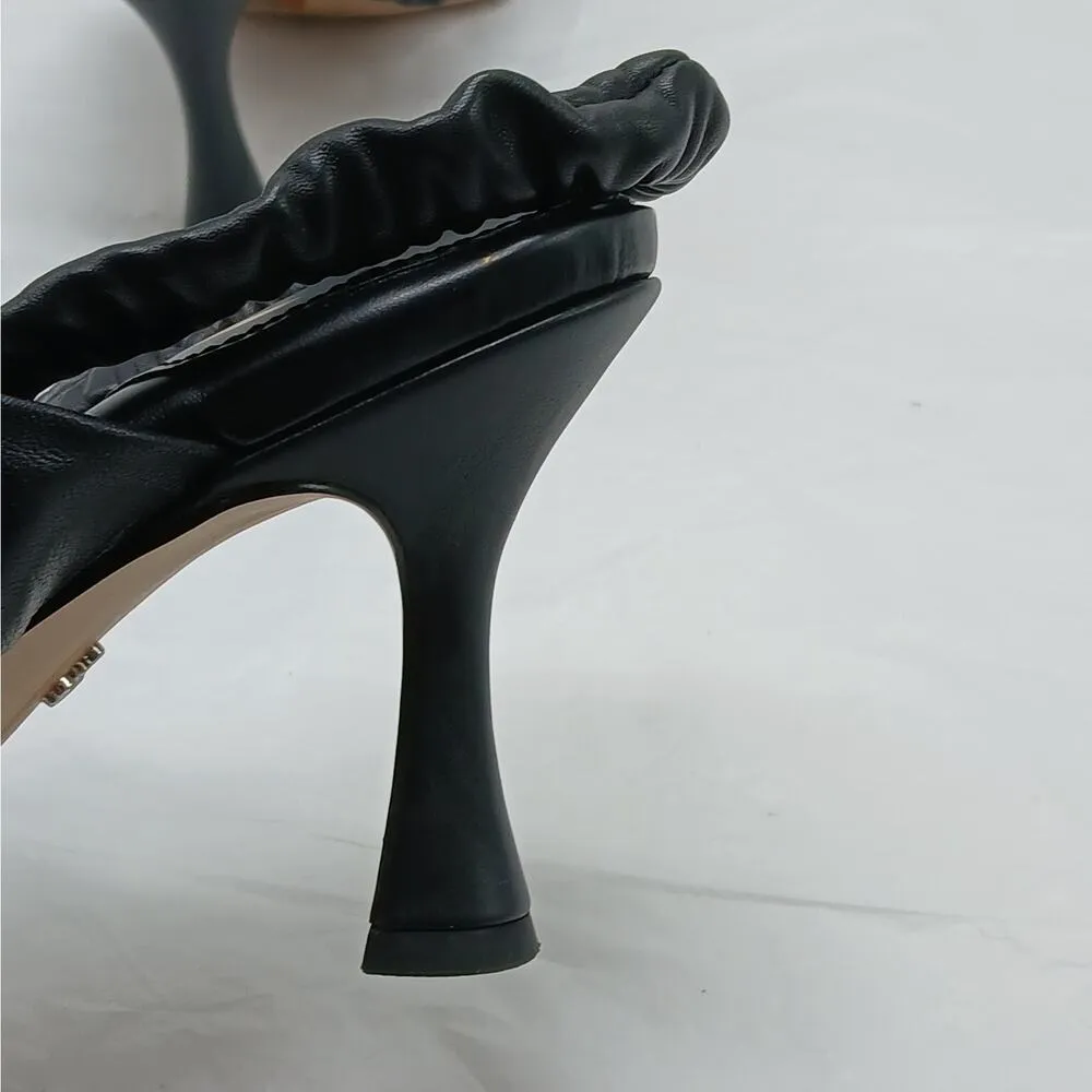 Sam Edelman Marlena Womens Heels Shoes 6M Black Leather Sling Back Sandals - Image 6