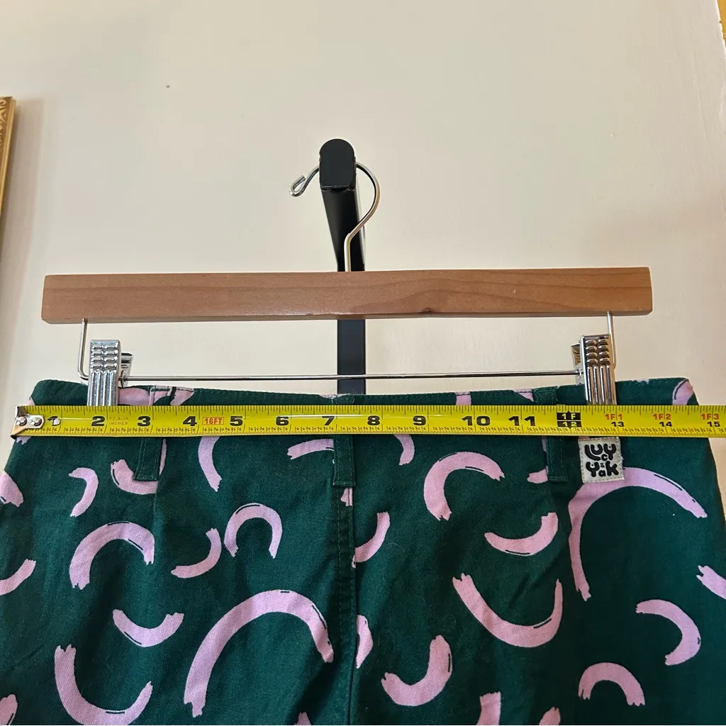 Lucy & Yak Camden Trouser Pants Organic Cotton Boho Luzon Print Green Pink 30R Size 30 - Image 7