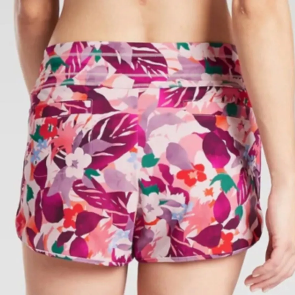 NEW NWT ATHLETA Surge Swim Shorts Daybreak Tropic Multi Tropical Floral Swimwear - Image 3