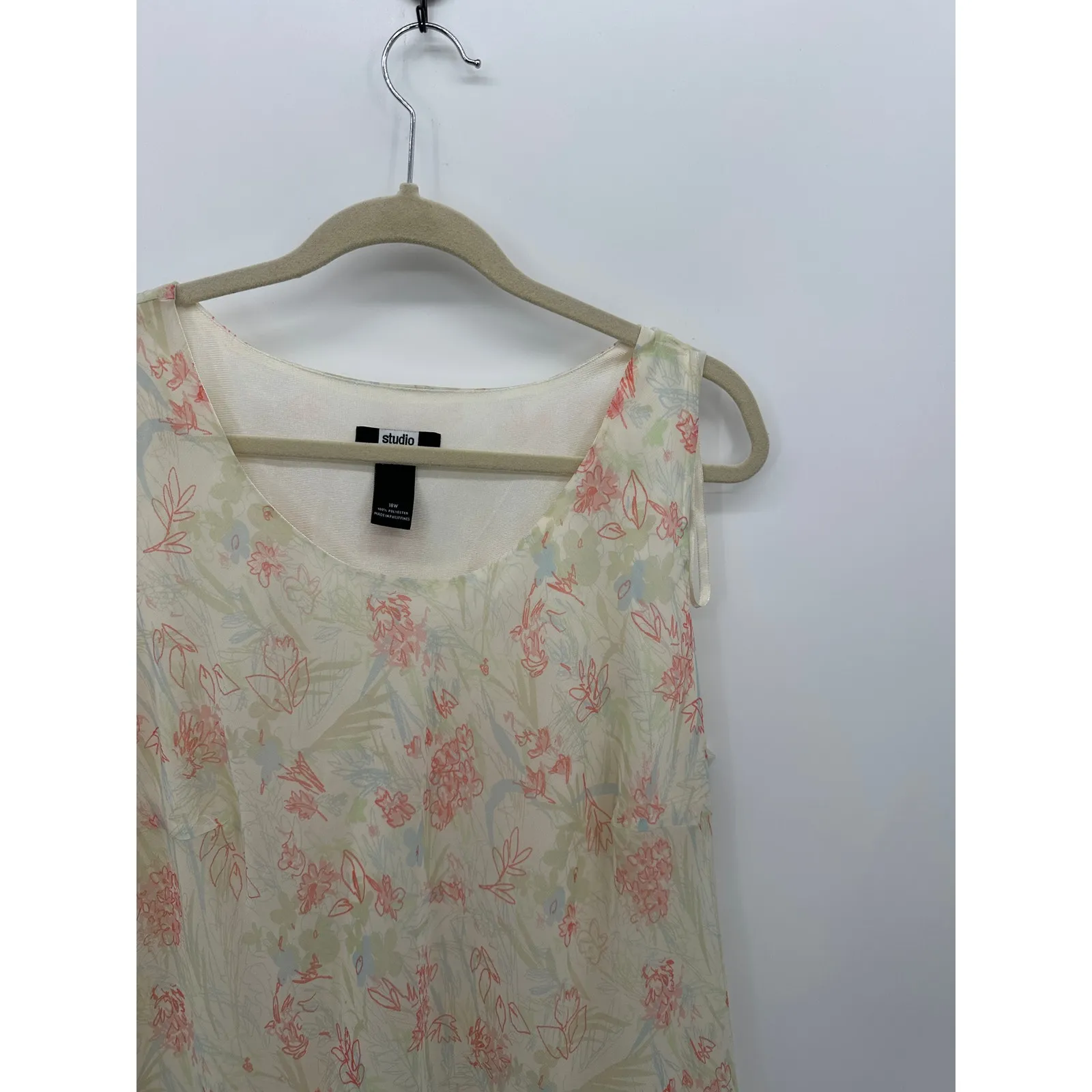 Womens Y2K Midi Dress Size 18W Yellow Floral Sheer Fairy Romantic Coquette - Image 4