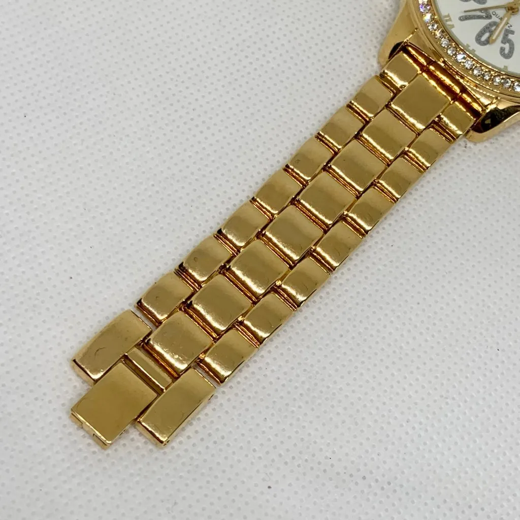DS Women's watch 38mm gold tone rhinestones Roman indices quartz running - Image 5