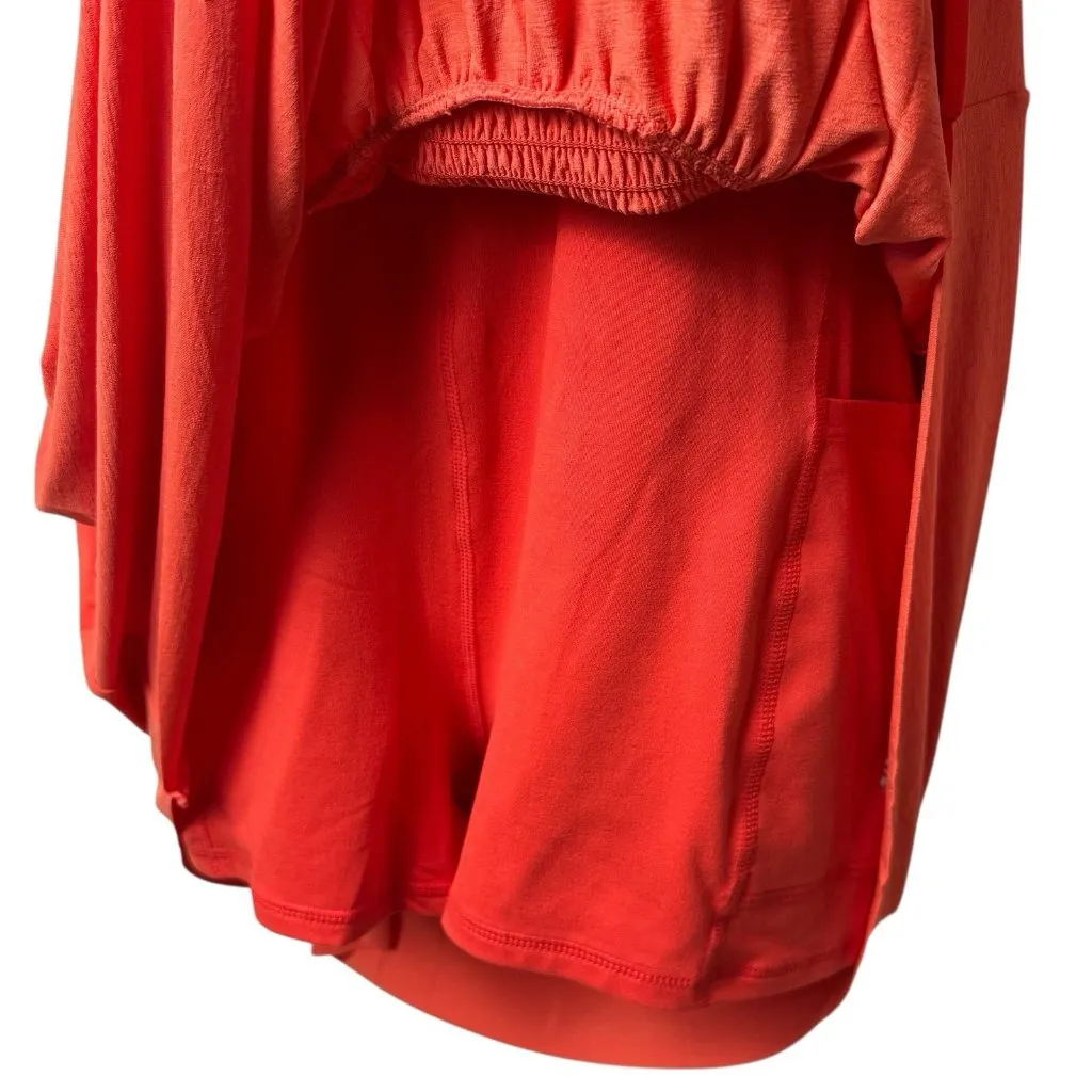 NEW Free People Movement Smockin Hot Mini Athletic Dress w/ Shorts Orange L - Image 5