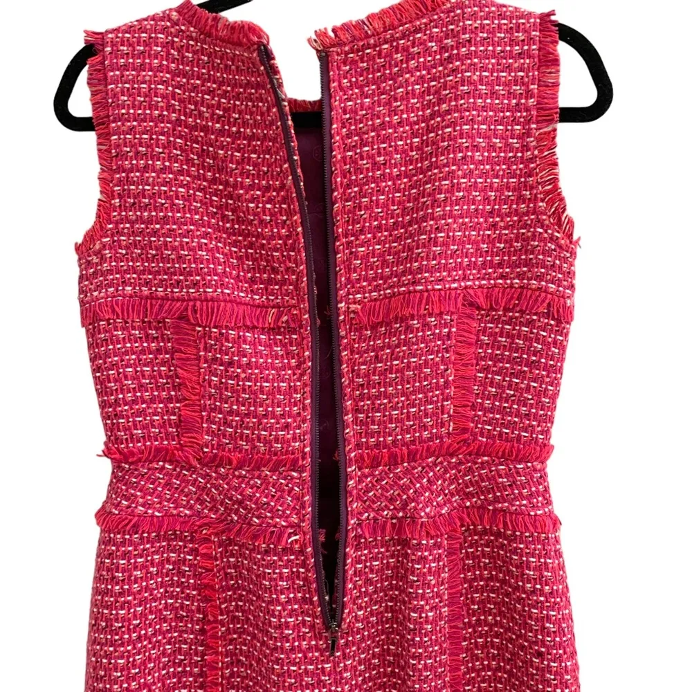 Tory Burch Women’s Petula Merlot Tweed Fringe Sleeveless Sheath Dress size 2 - Image 8