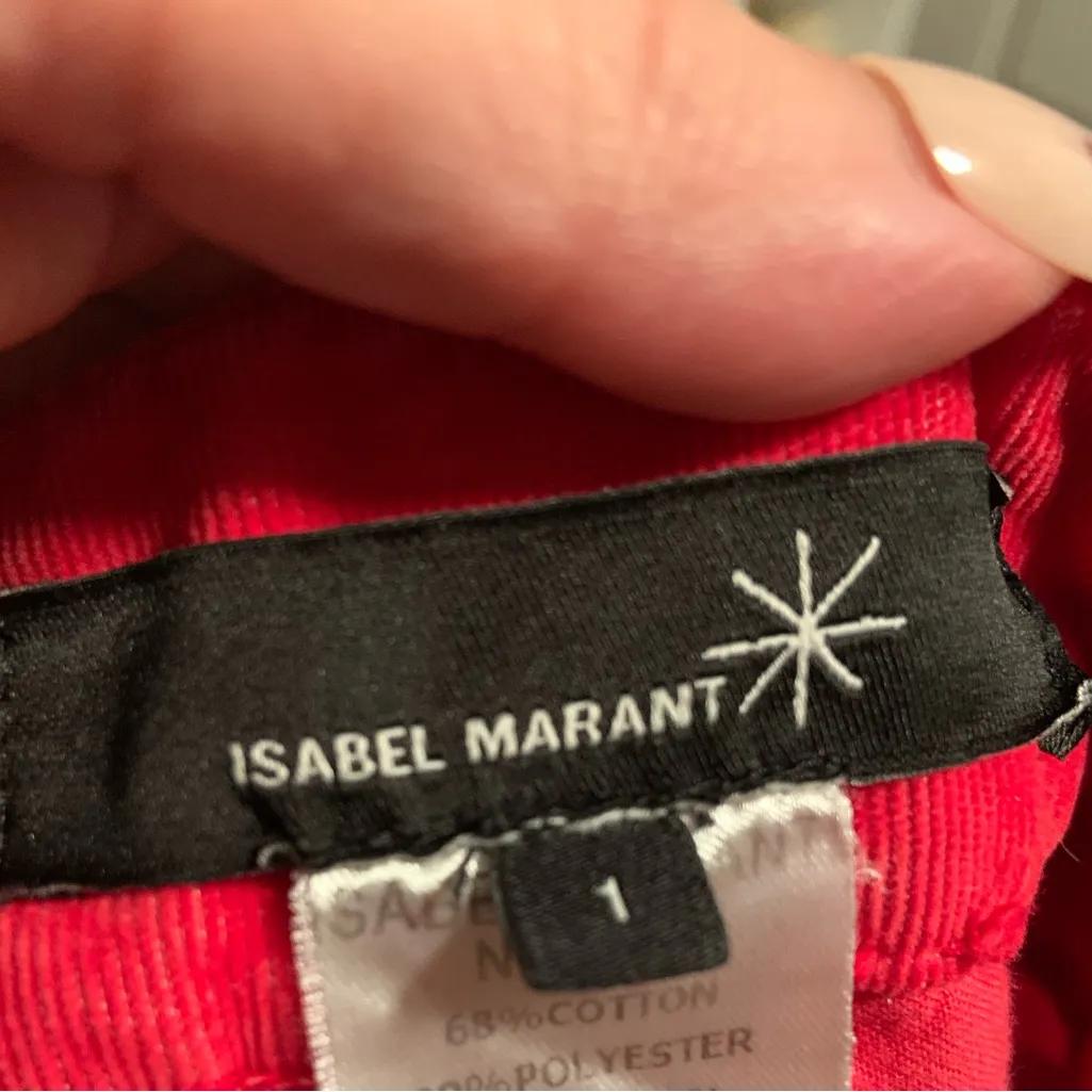 Isabel Marant LOW RISE U TURN Red corduroy skinny pants fall 300$ casual boho - Image 2
