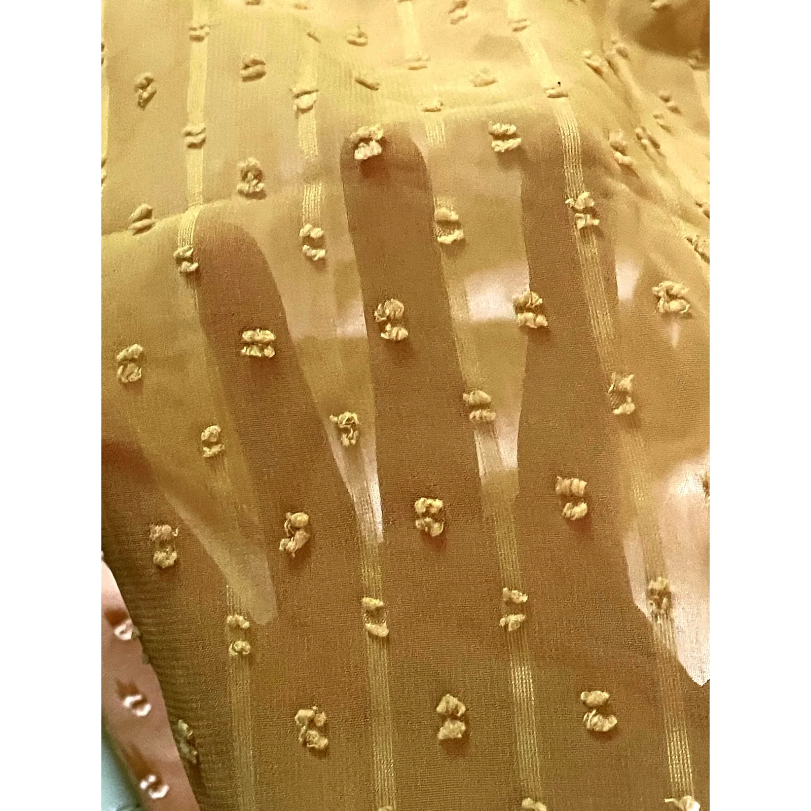 Sheer Beige Swiss Dot Striped Blouse size XL - Image 4