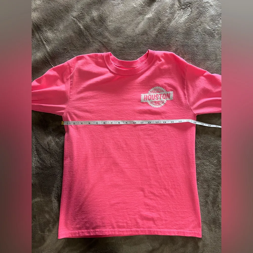 HOUSTON TX Neon Pink Long Sleeve Graphic Tee Unisex T - Image 5