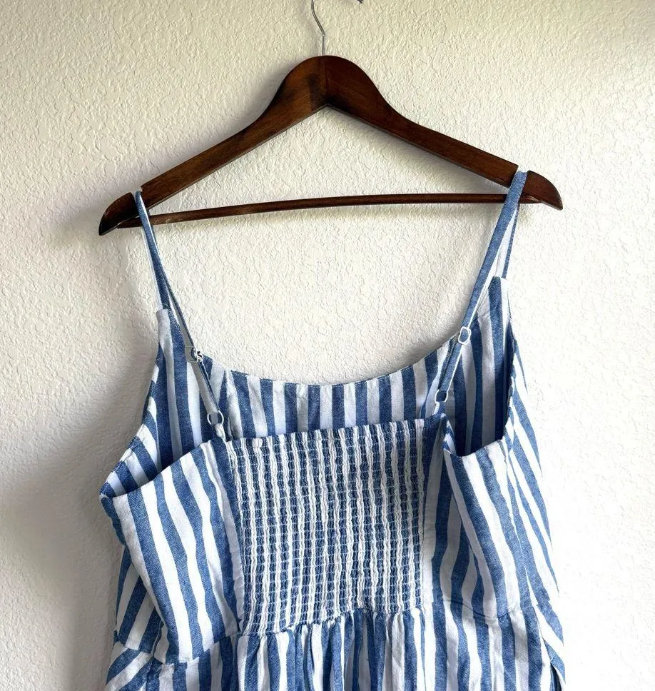 NWT Old Navy Womens Dress Blue White Stripe Sleeveless Linen Blend Size XXL - Image 4