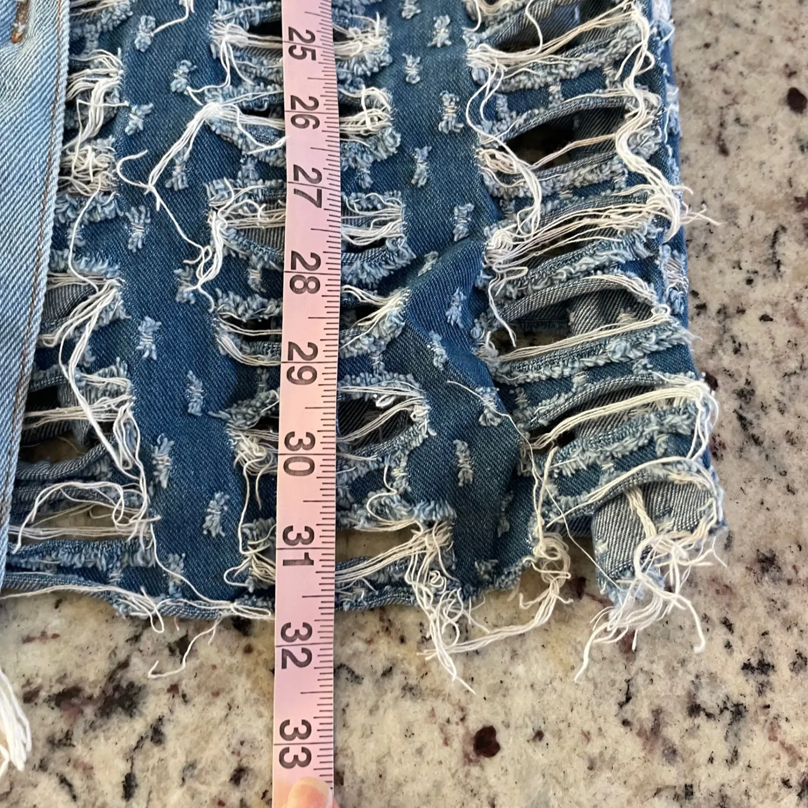 H4 Distressed Denim Sleeveless Ripped Raw Edge Jean Vest Women's Fashion Size 36 Blue Size L - Image 8