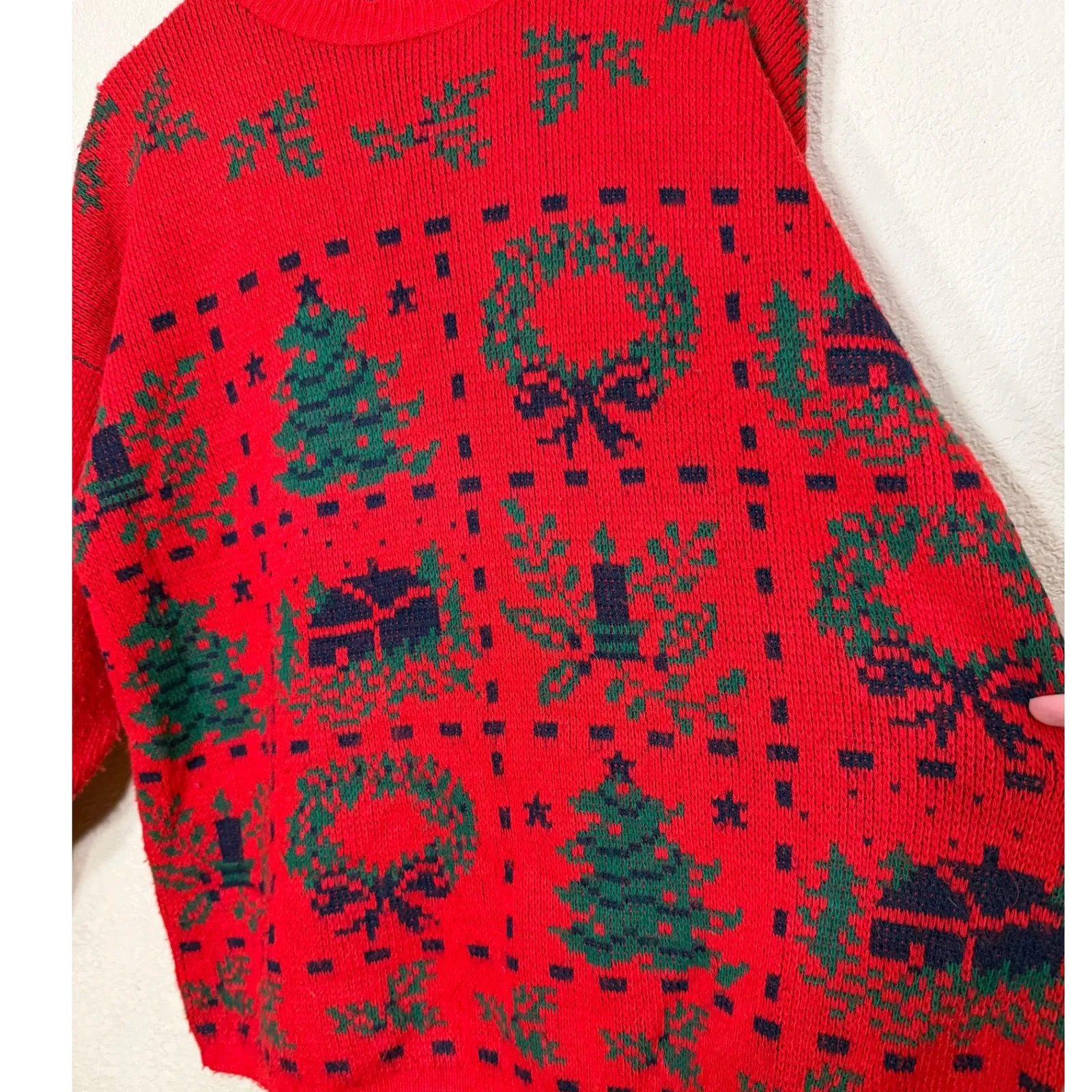 Vintage Adele Knitwear Red Christmas Tree Wreath Gift Ugly Sweater Women's M Size undefined - Image 3