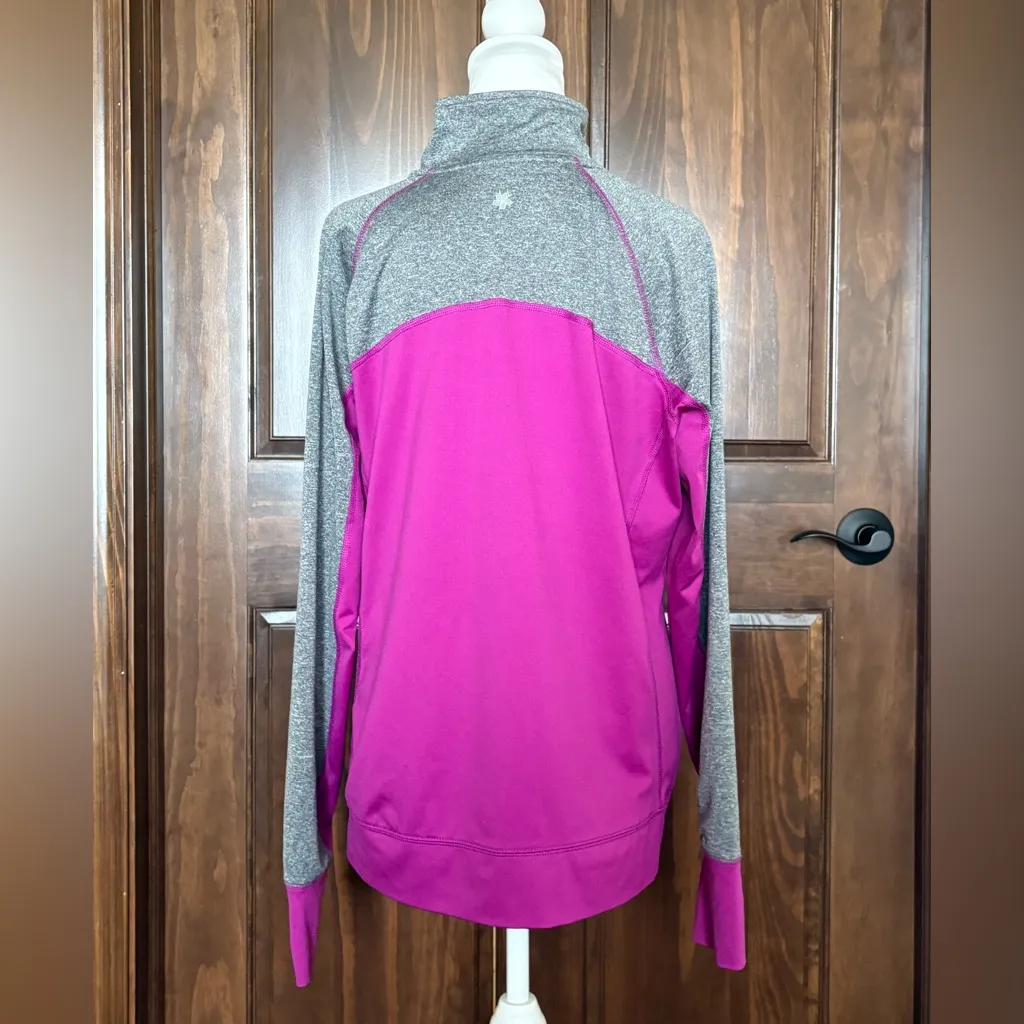 Women's Tek Gear Purple Gray Quarter-Zip Long Sleeve Top XL - Image 3