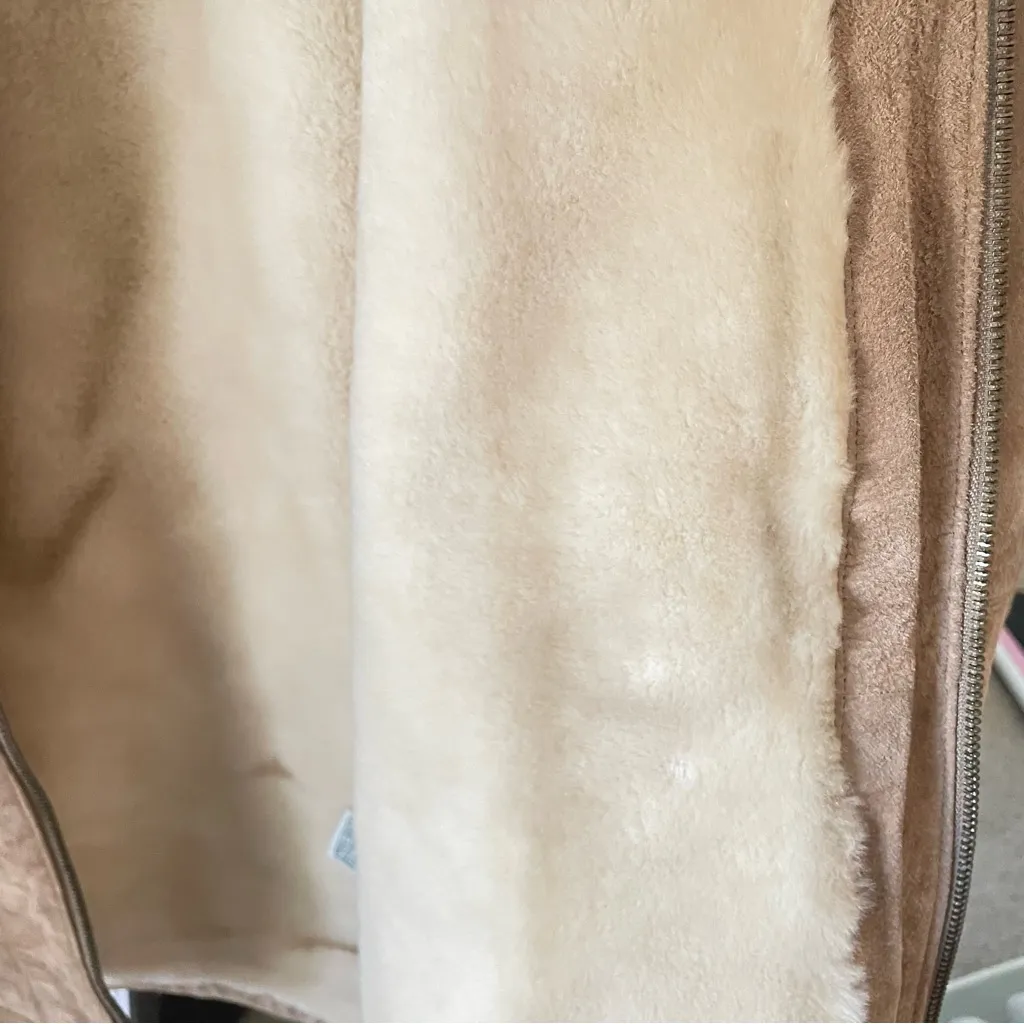 Vintage 90s St. John’s Bay Suede Leather Faux Fur Trim Hooded Jacket Coat - Image 11