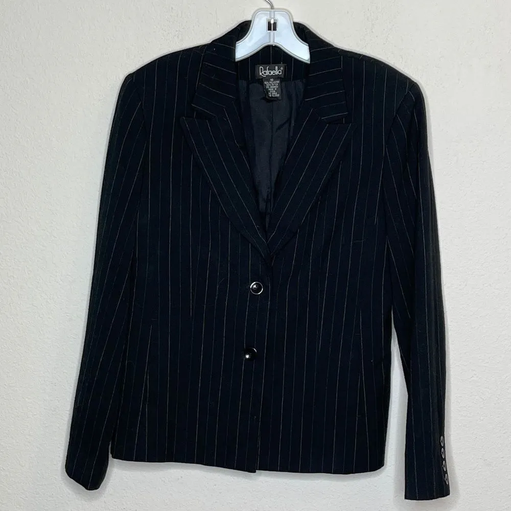 Vintage Rafaella Pinstripe Blazer‎ Black Size 10 - Image 4